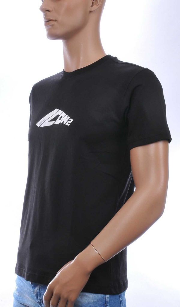 ICON2 Trendy Ronde Hals T-Shirt met 3D Letters Print – Zwart