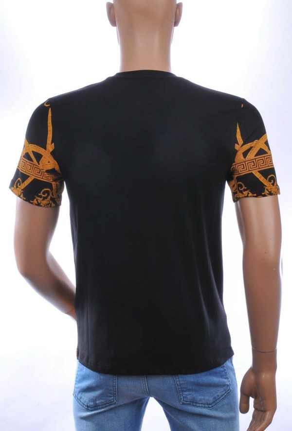 LES DESIGNERS Trendy Ronde hals Heren T-Shirt met Tijgerkop en Steentjes - Zwart