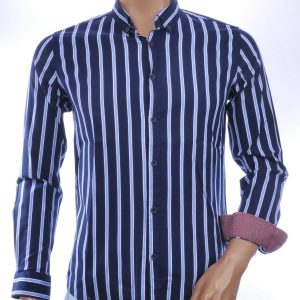 MCL Italiaans Slim Fit Heren Overhemd met Allover Verticale Strepen – Navy Blauw | Stijlvol, Comfortabel & Tijdloos