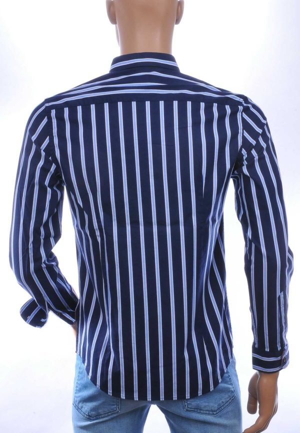 MCL Italiaans Slim Fit Heren Overhemd met Allover Verticale Strepen – Navy Blauw | Stijlvol, Comfortabel & Tijdloos