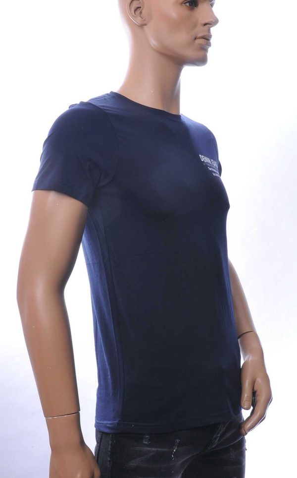 NEW DREAM Trendy Denim Jeans Print T-Shirt met Ronde Hals - Navy