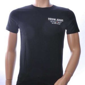 NEW DREAM Trendy Denim Jeans Print T-Shirt met Ronde Hals - Zwart