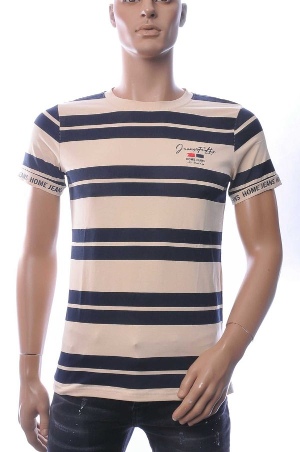 NEW DREAM Trendy STRIPE TEE Ronde Hals T-Shirt - Beige