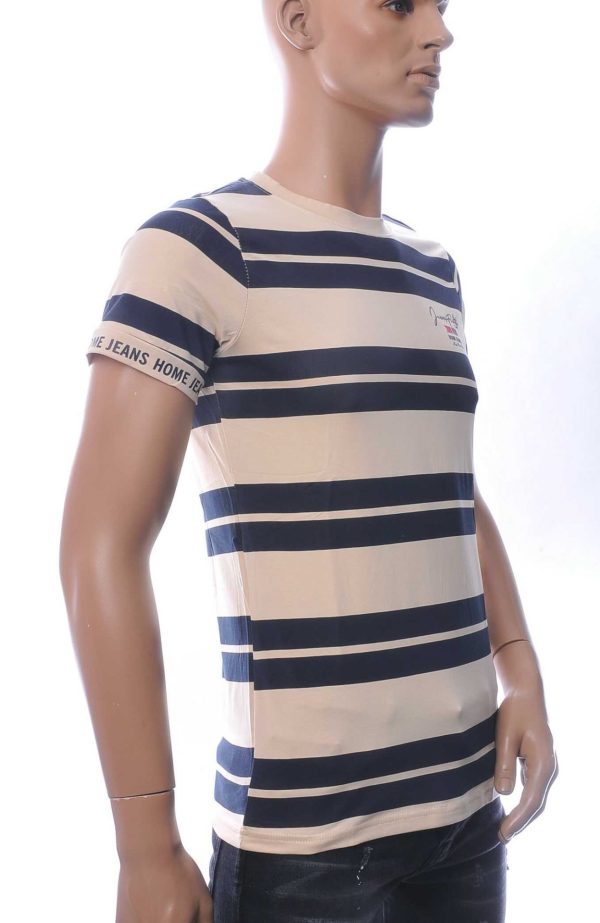 NEW DREAM Trendy STRIPE TEE Ronde Hals T-Shirt - Beige