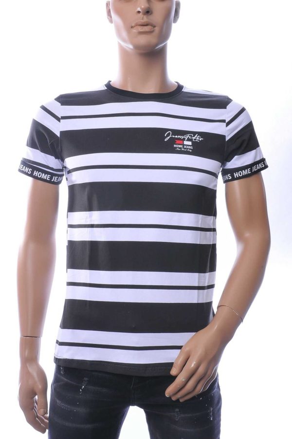 NEW DREAM Trendy STRIPE TEE Ronde Hals T-Shirt - Zwart