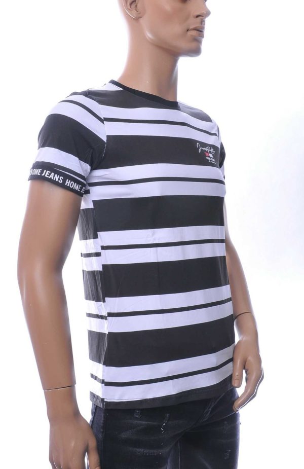 NEW DREAM Trendy STRIPE TEE Ronde Hals T-Shirt - Zwart