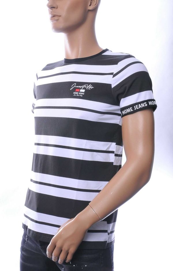 NEW DREAM Trendy STRIPE TEE Ronde Hals T-Shirt - Zwart