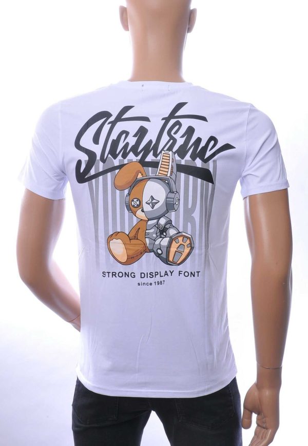 NEW DREAM Trendy Stay Tune Print Ronde Hals T-Shirt – Wit