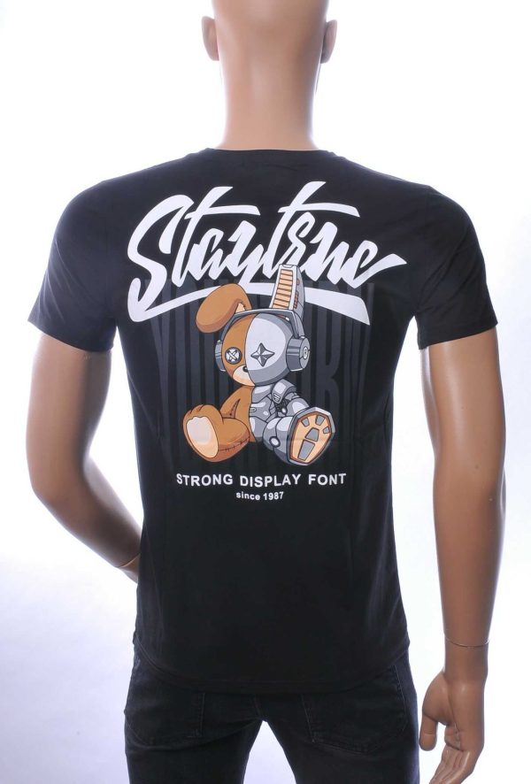 NEW DREAM Trendy Stay Tune Print Ronde Hals T-Shirt – Zwart