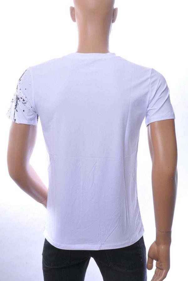 NEW DREAM Trendy Tijgerprint Ronde Hals T-Shirt met Steentjes – Wit